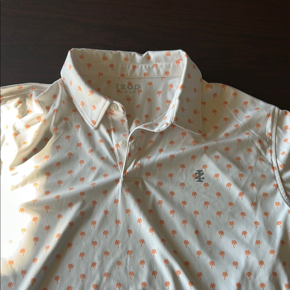 Izod Men's Polo Golf Shirt with Orange Palm Trees